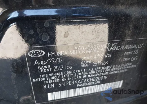 2019 Hyundai Sonata Limited z USA, uszkodzony, nr VIN 5NPE34AF6KH820919